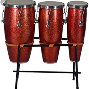 Instrumentwala 3 Piece Congo Drum Fiber Wirh Folding Stand (Red)